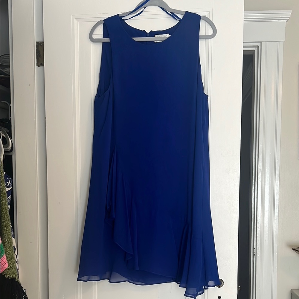 Blue Asymmetrical A-Line Cocktail Dress